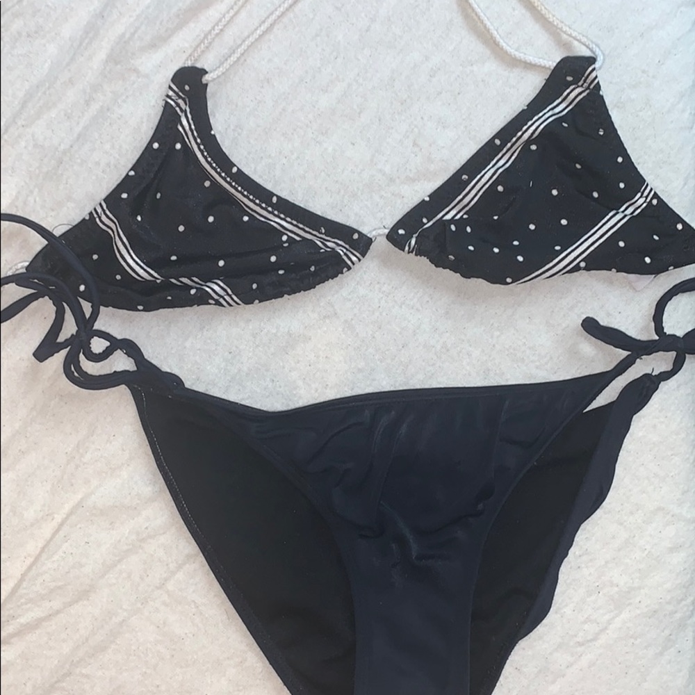 Black Polka Dot & Stripe Bikini